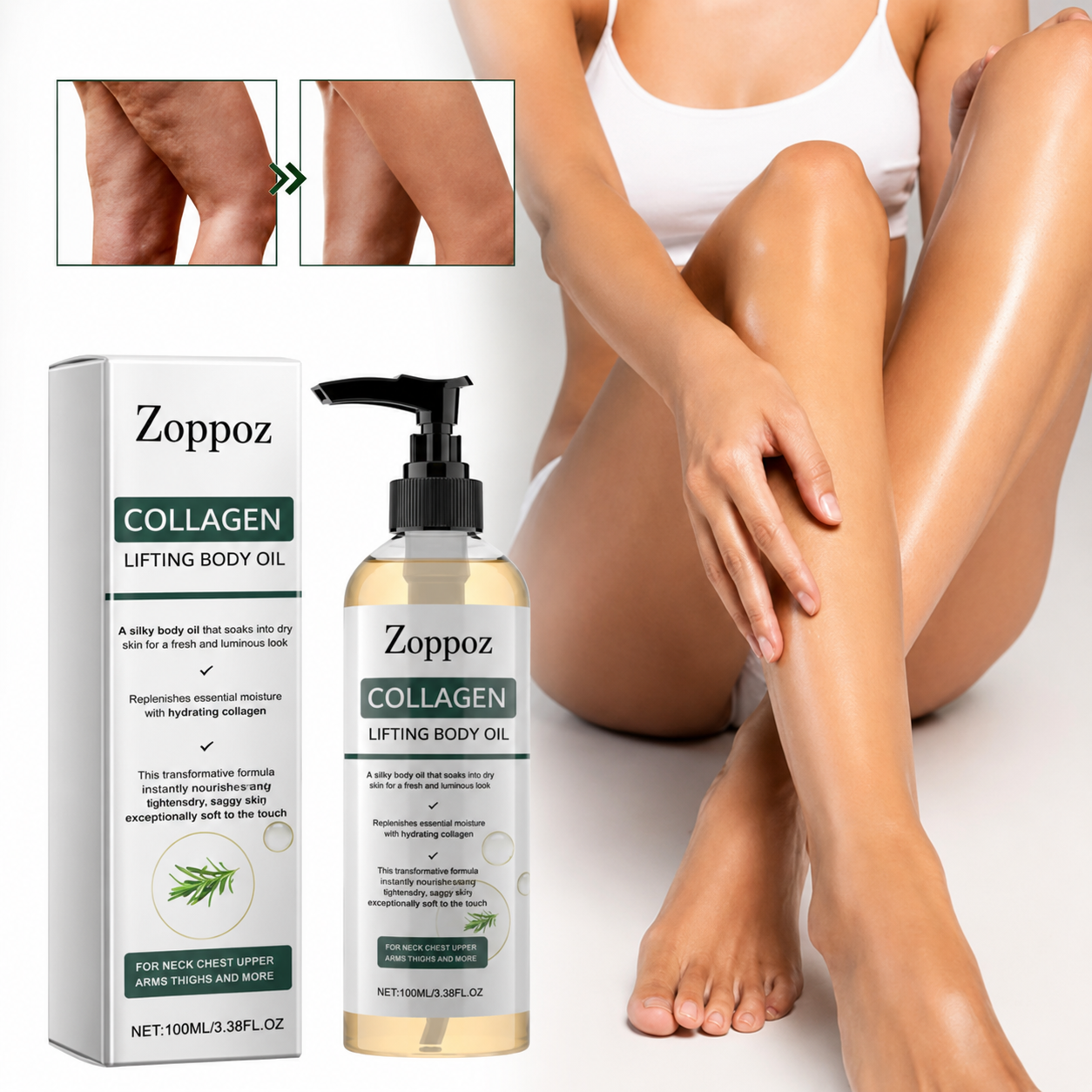 Zoppoz® Collagen Lifting Body Oil — Firms and refines sagging skin by 98% in 24 hours