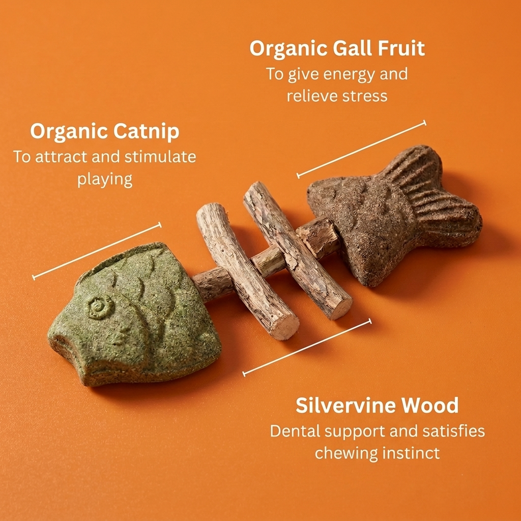 🐱 Zoppoz® CatFish Blend – Natural Catnip & Silvervine Dental Chew 🐟